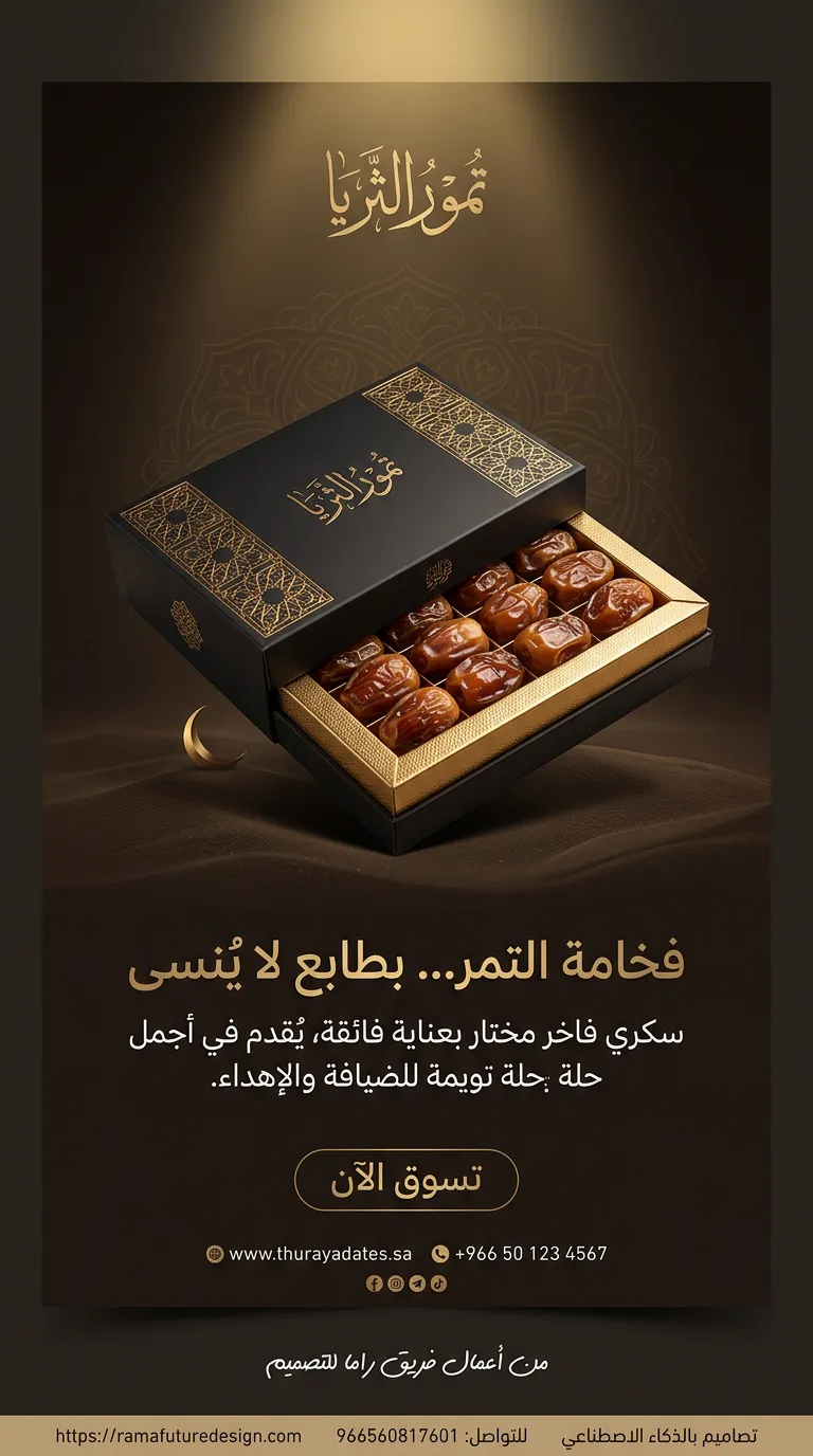 تصاميم إعلاني للتمور باذكاء الصناعي