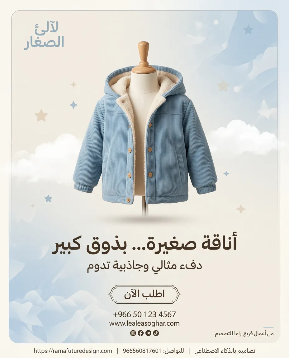 تصميم إعلانات وحملات تسويقية في مجال ملابس الأطفال