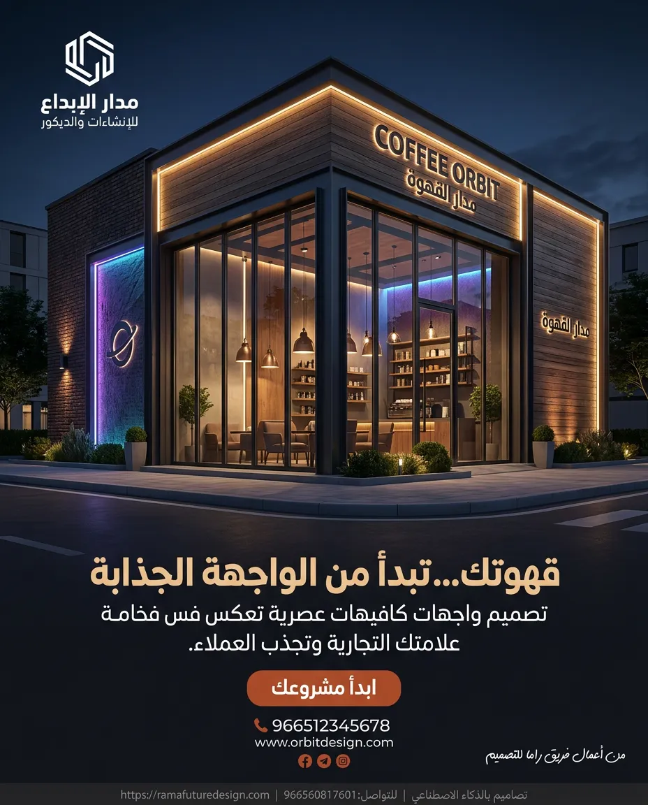 تصميم واجهات محلات وكافيهات